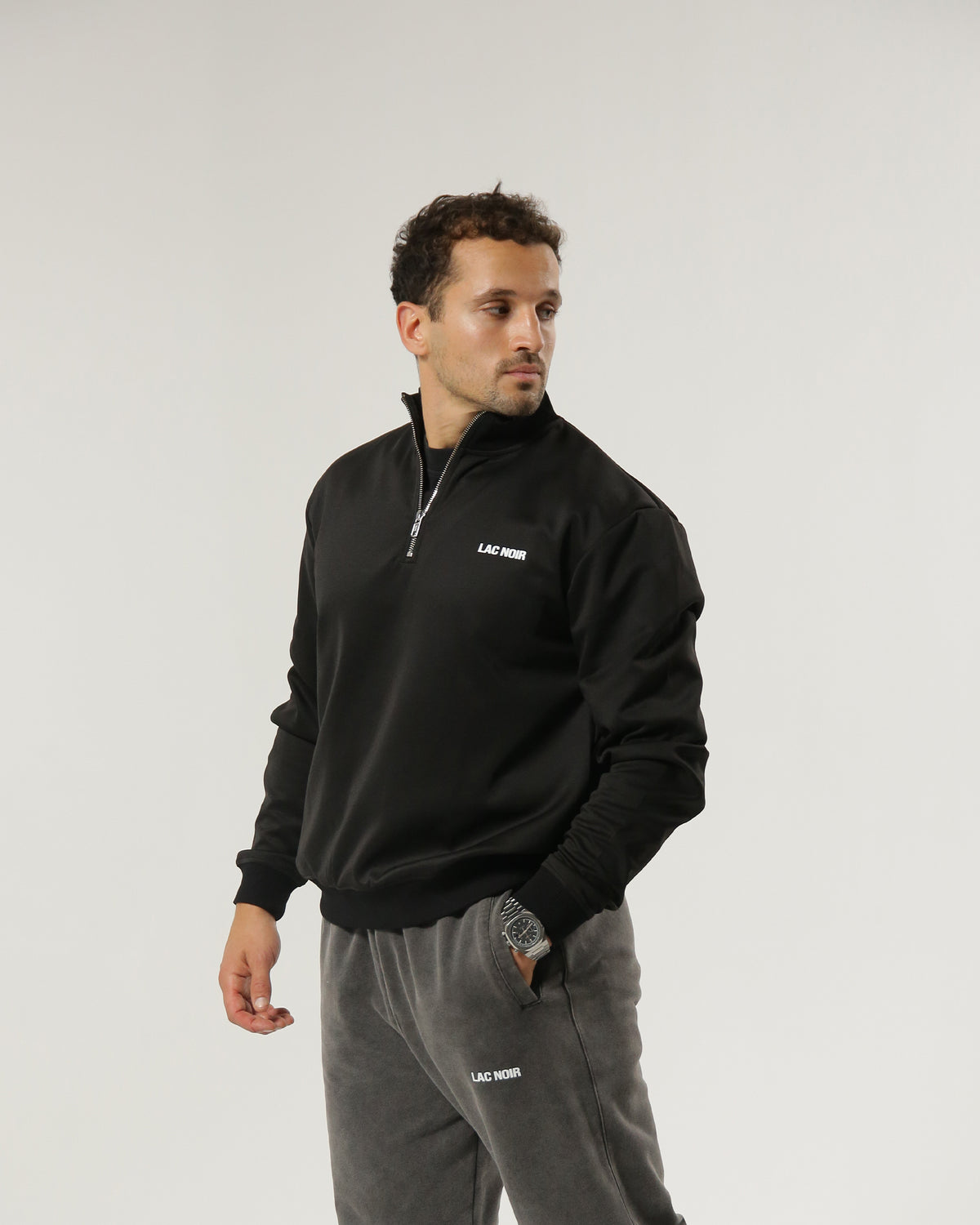 LAC NOIR TRACK HALF ZIPPER  - BLACK