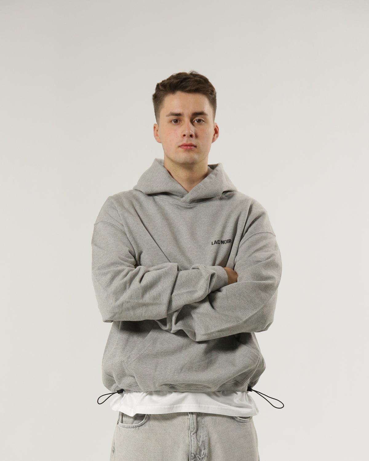 LAC NOIR TAILORED ELASTIC HOODIE- GREY