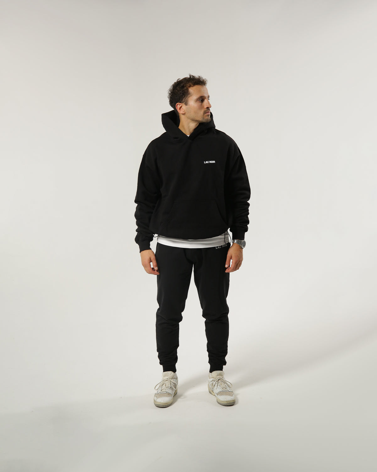 LAC NOIR TAILORED ELASTIC HOODIE- BLACK